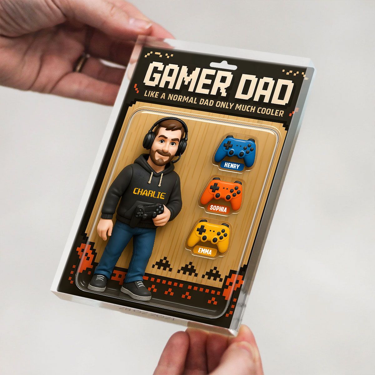 Gamer Dad Cooler Custom Action Figure Personalized Acrylic Block Plaque, Father's Day Gift for Gamer Dad, Gift for Husband