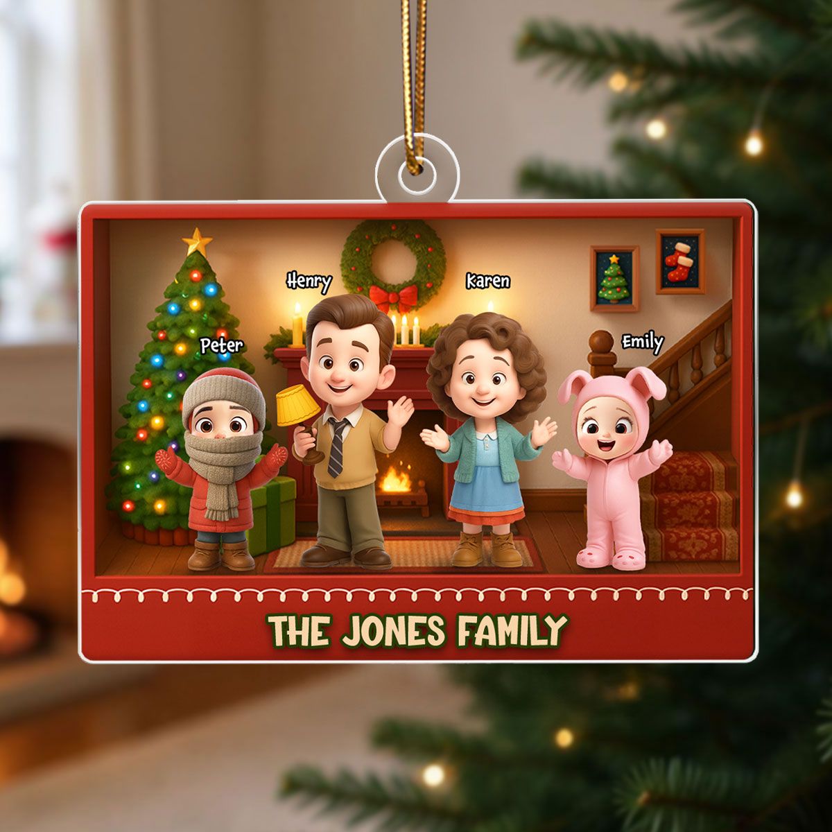 Family Christmas Action Figure Personalized Acrylic Ornament, Nostalgia Christmas Decor for Family