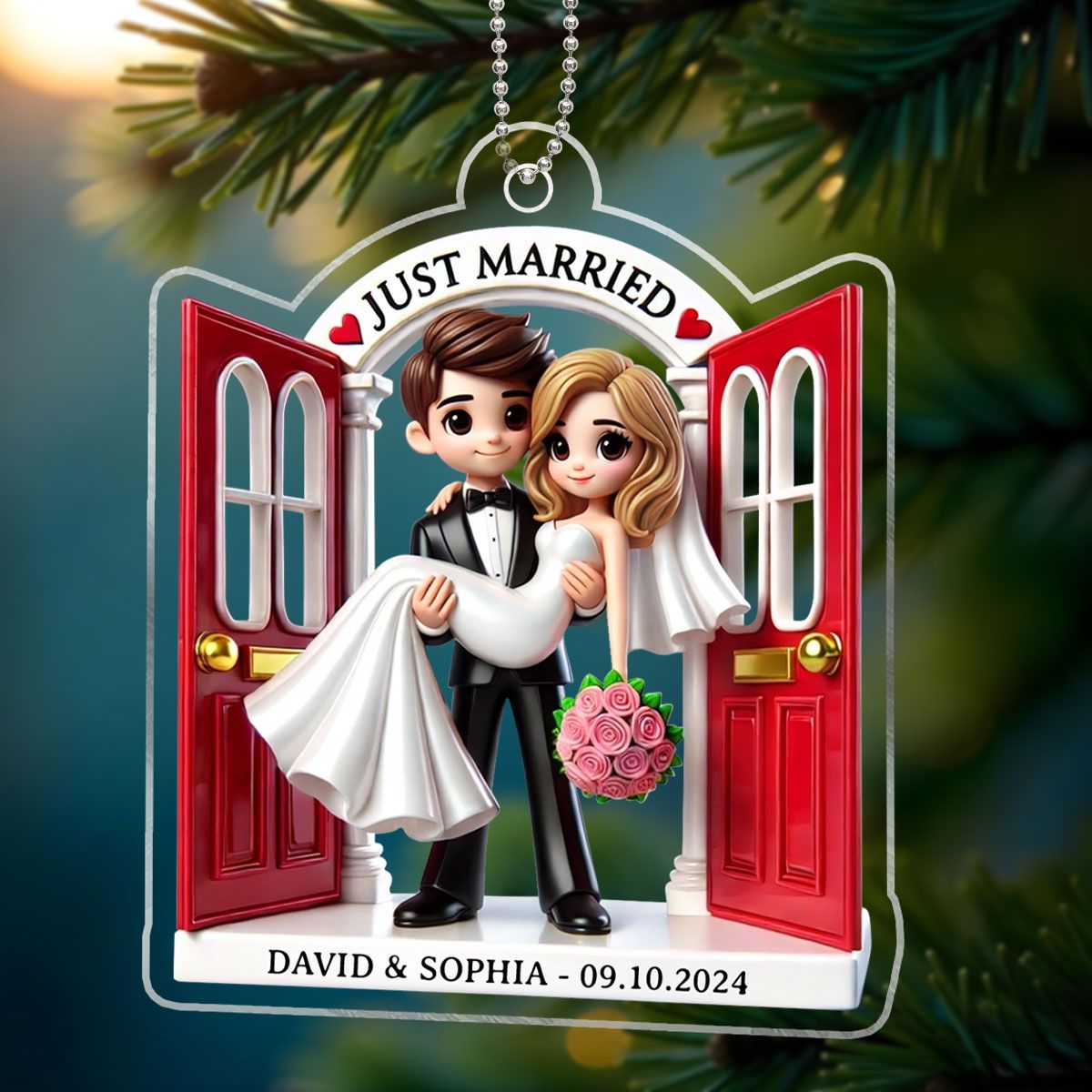 Married Wedding Couple Threshold Acrylic Ornament, MR. & MRS. Gift