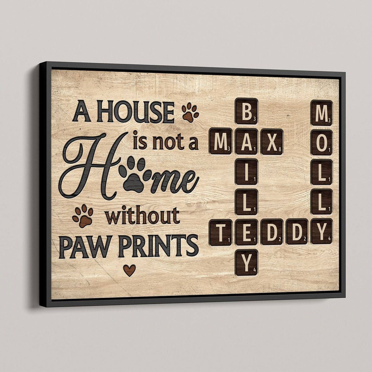 Pet Lover Home Decor Home With Paw Prints Crossword Puzzle Art Personalized Canvas