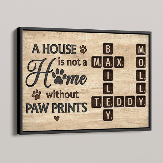 Pet Lover Home Decor Home With Paw Prints Crossword Puzzle Art Personalized Canvas