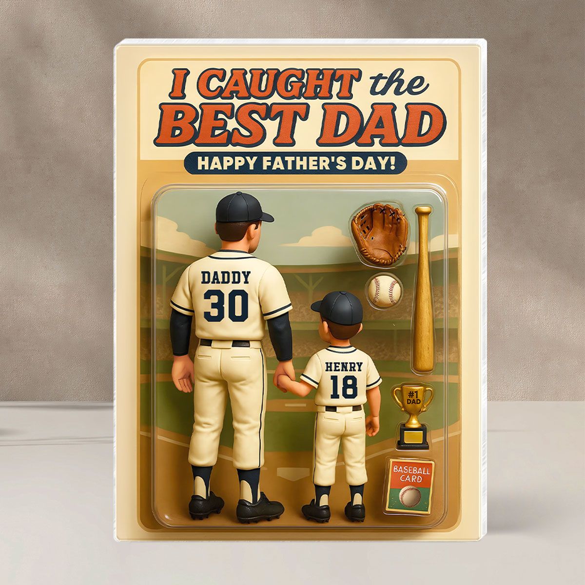 We Caught the Best Mom Baseball Custom Figure Personalized Acrylic Block Plaque, Mother's Day Gift for Mom, Gift for Wife