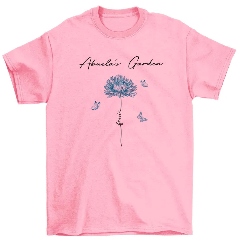Grandma's Garden Retro Vintage Birthmonth Flowers Personalized Shirt, Grandkids Names Floral Gift for Grandma, Mom