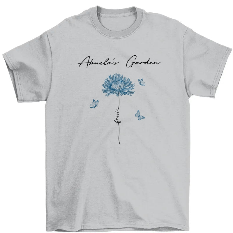 Grandma's Garden Retro Vintage Birthmonth Flowers Personalized Shirt, Grandkids Names Floral Gift for Grandma, Mom
