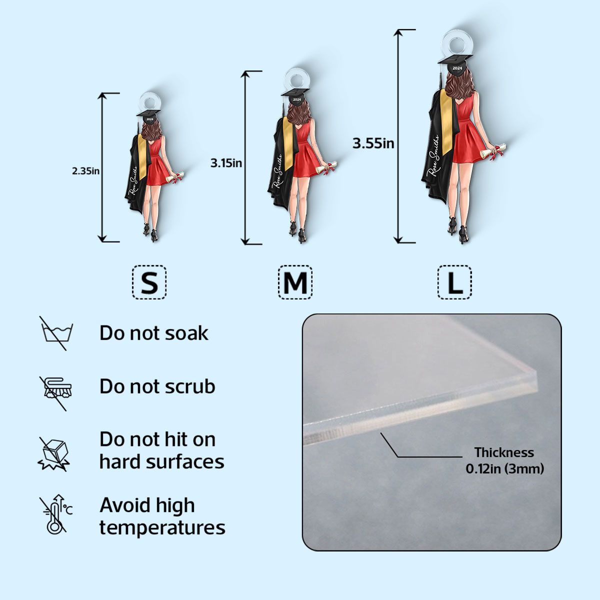 Class Of 2024 Senior Back View Graduation Gift Personalized Acrylic Keychain