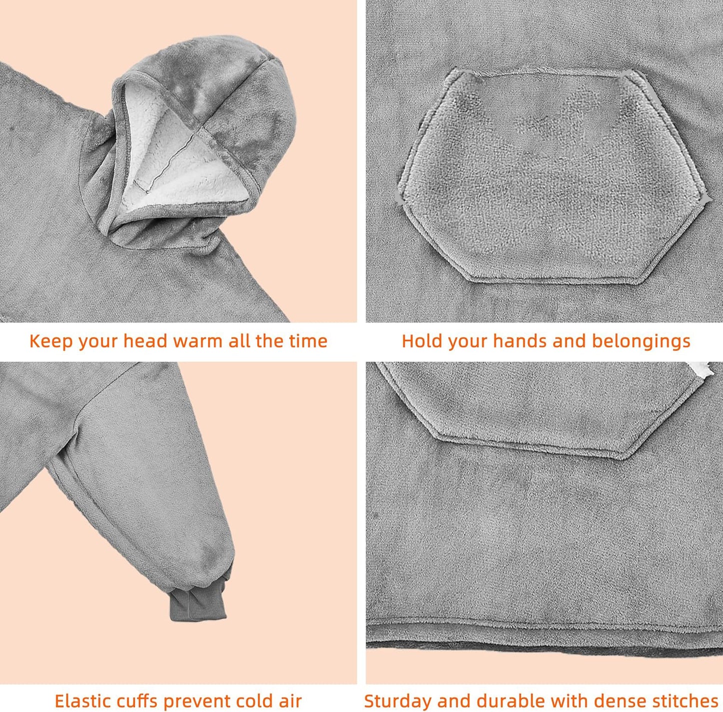 Personalized Blanket Hoodie With Dog Cat Photo Oversized Sweatshirt Blanket Warm Cozy Star Hooded Blanket