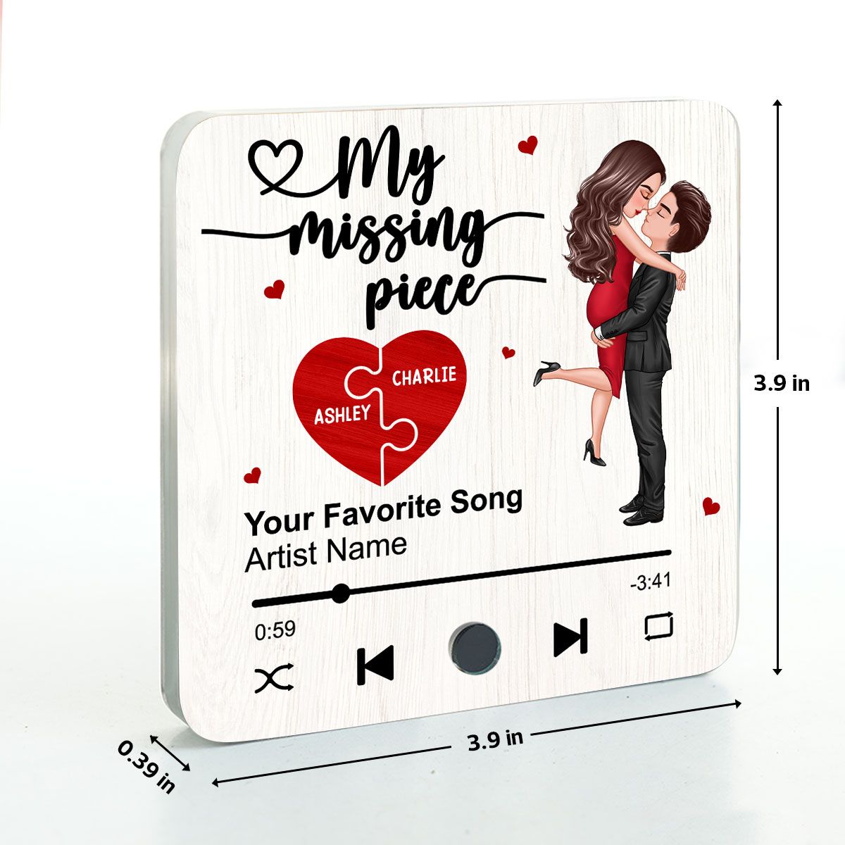 My Missing Piece Gift For Her Gift For Him Couple Kissing Favorite Song Personalized Music Fridge Magnet