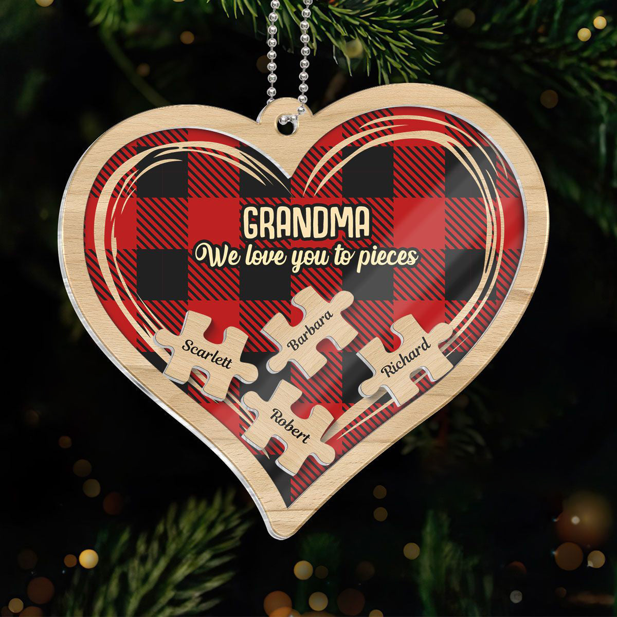 Grandma Grandpa We Love You To Pieces Personalized Acrylic Ornament, Christmas Gift For Grandparents