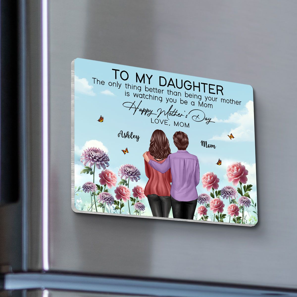 To My Daughter From Mom Happy Mother's Day Birth Flower Personalized Acrylic Fridge Magnet, Mother's Day Gift For Daughter