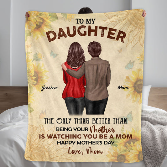 To My Daughter From Mom Happy Mother's Day Personalized Fleece Blanket, Mother's Day Gift For Daughter