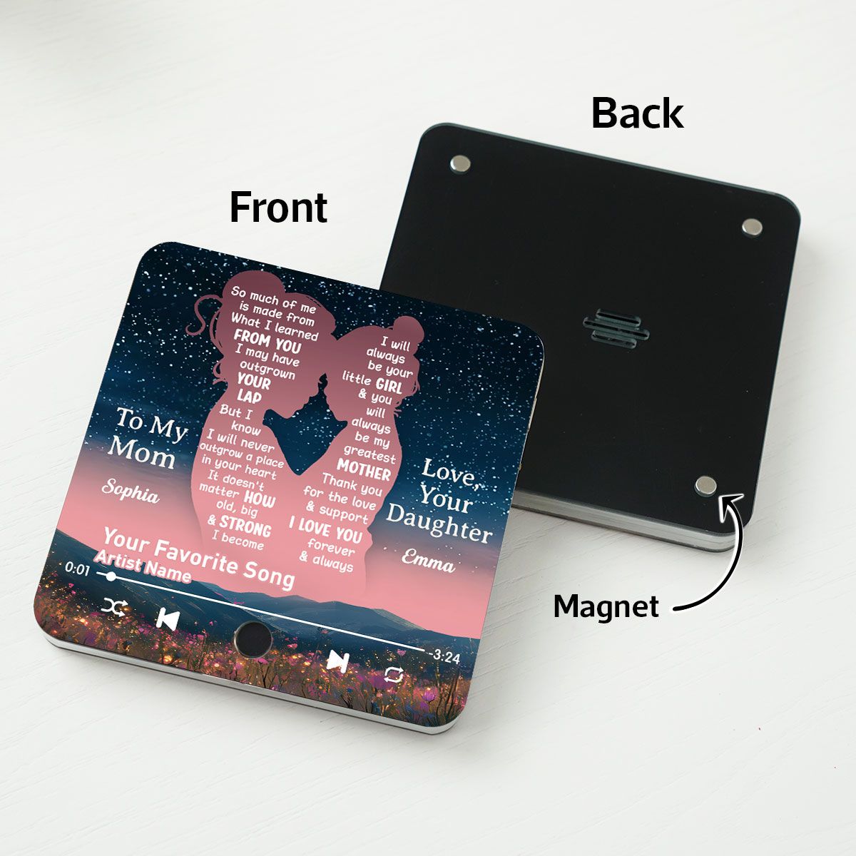 Mom Thank You For The Love & Support Our Song Gift From Daughter Personalized Music Fridge Magnet