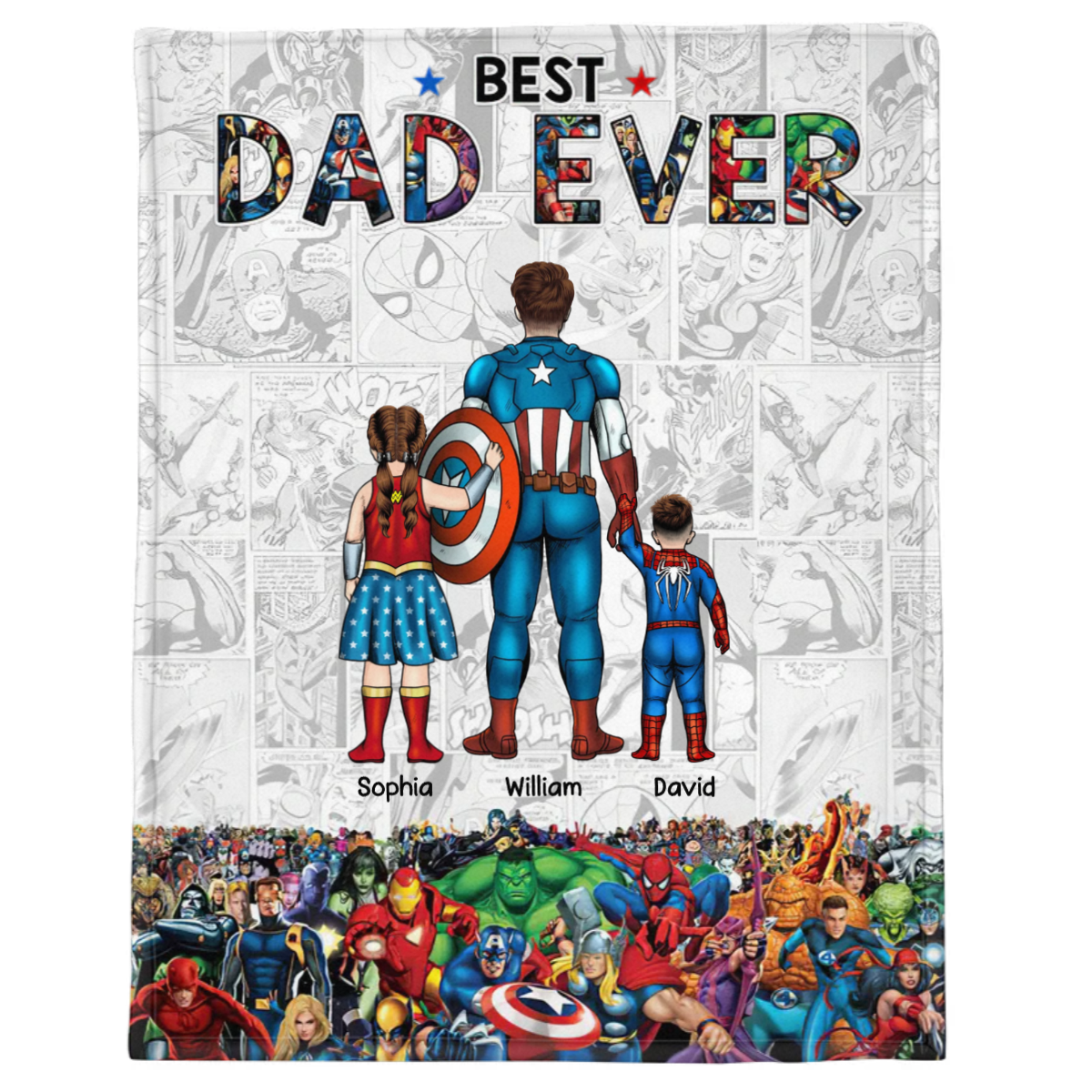 Best Dad Ever Super DAD - Gift For Dad - Personalized Custom Blanket