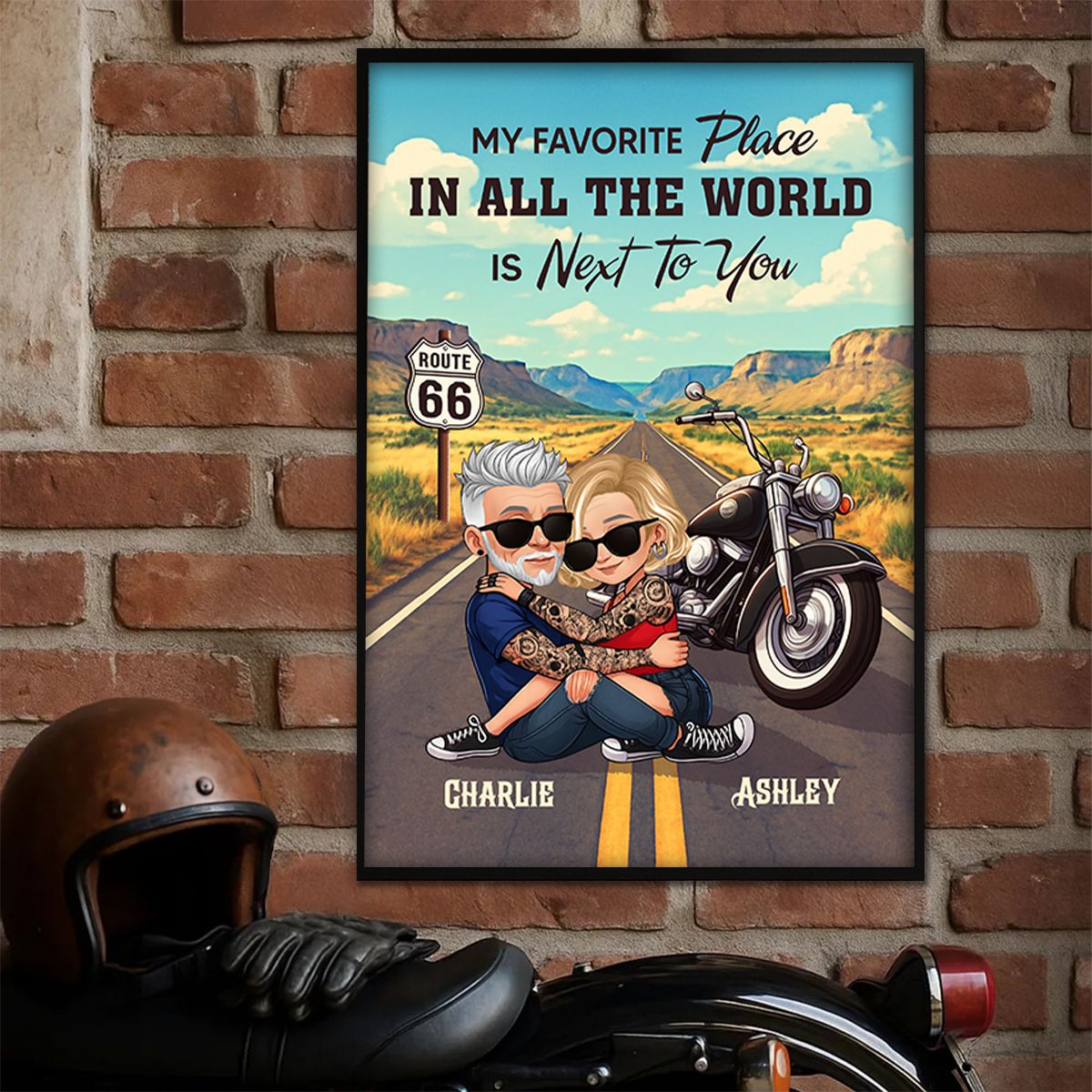 Bikers Couple Riding Partners for Life Personalized Canvas, Gift for him, Gift for her