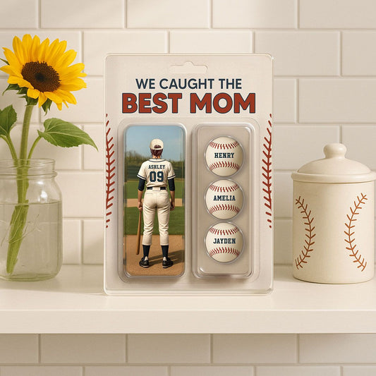 We Caught The Best Mom Baseball Lover Realistic Figure Style Personalized Acrylic Block Plaque