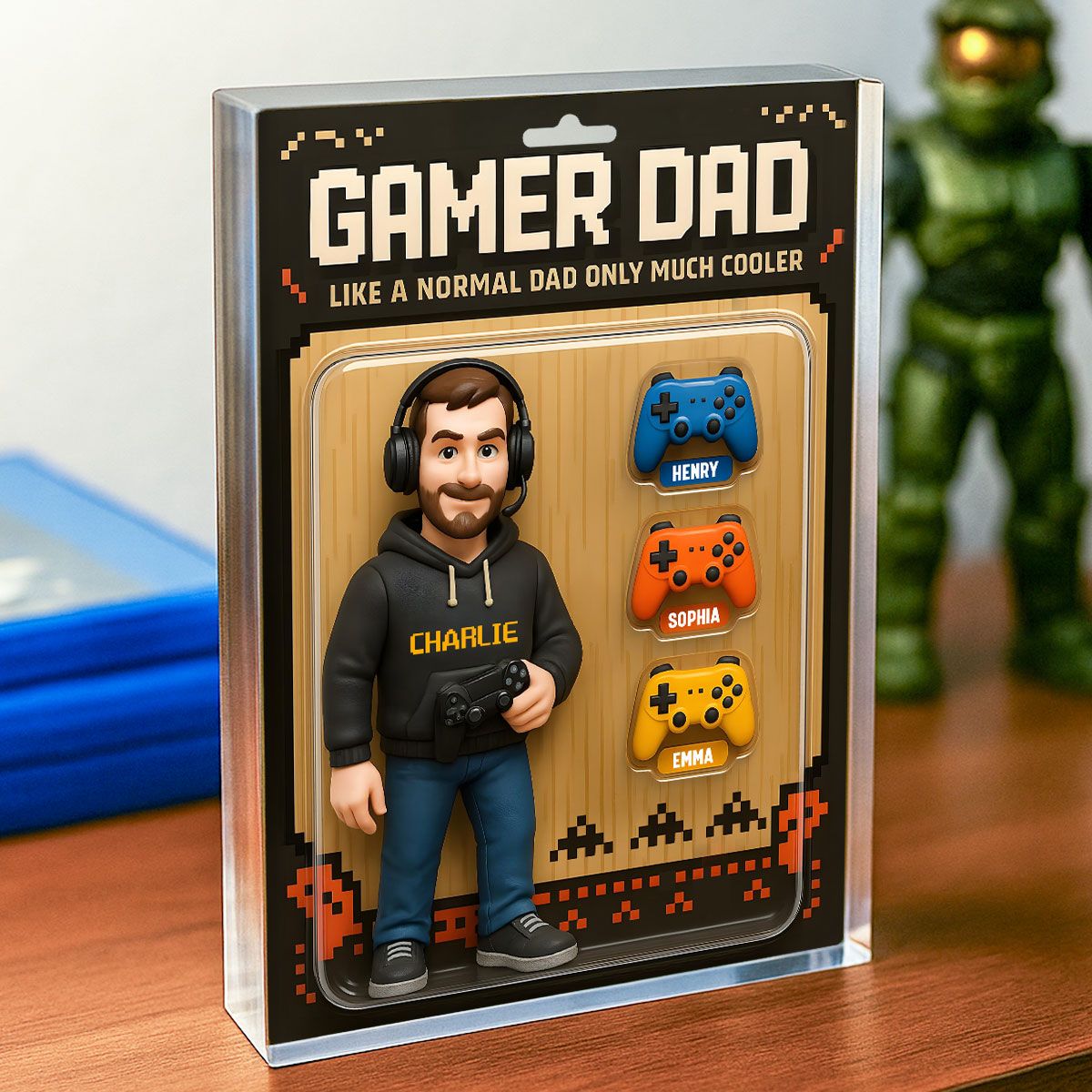 Gamer Dad Cooler Custom Action Figure Personalized Acrylic Block Plaque, Father's Day Gift for Gamer Dad, Gift for Husband