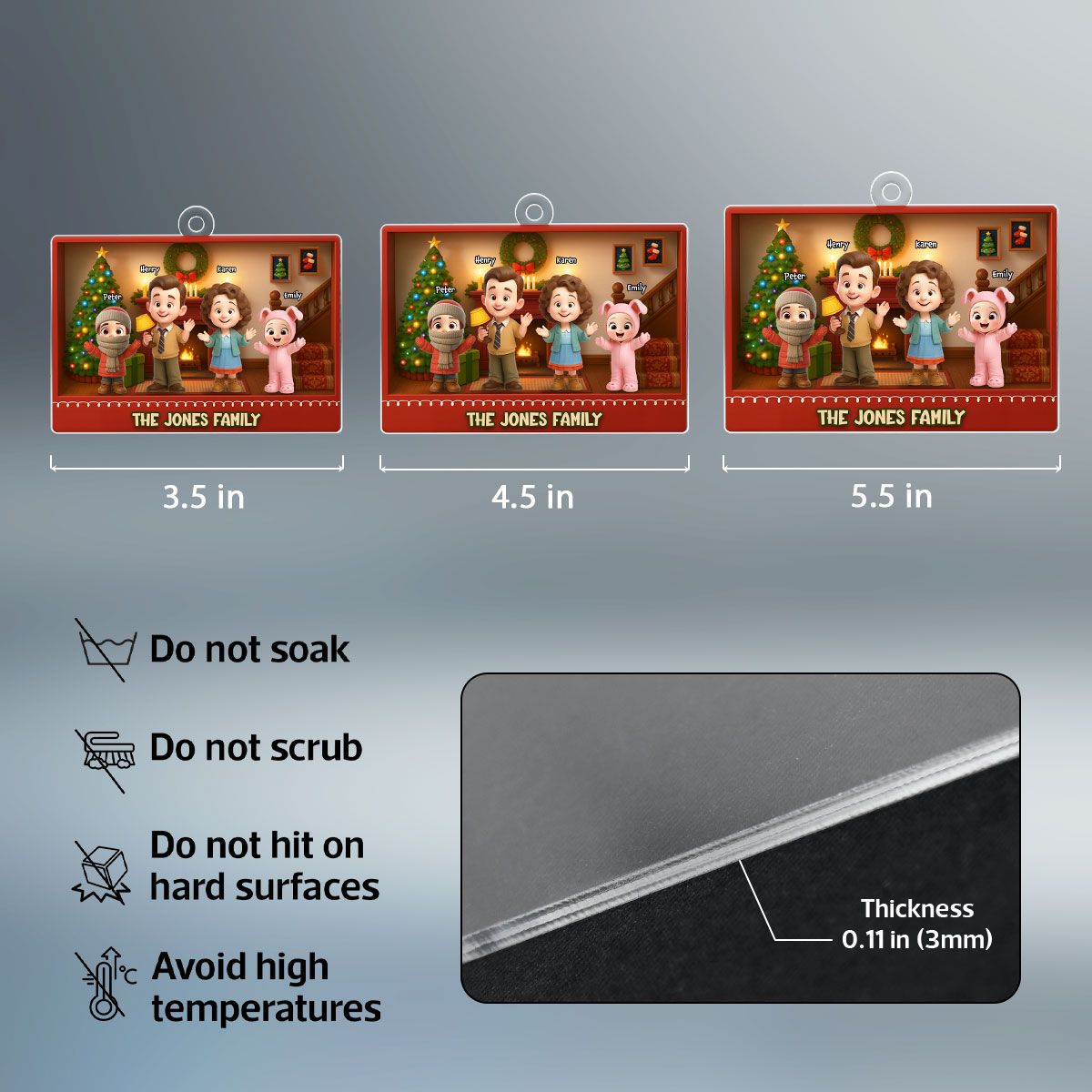 Family Christmas Action Figure Personalized Acrylic Ornament, Nostalgia Christmas Decor for Family