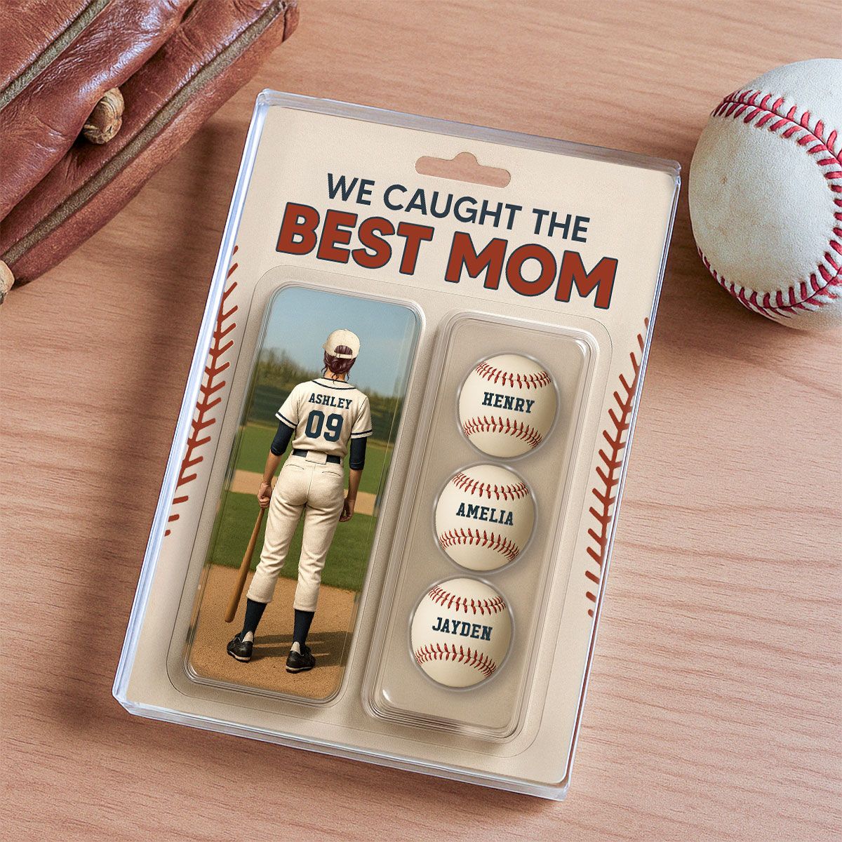 We Caught The Best Mom Baseball Lover Realistic Figure Style Personalized Acrylic Block Plaque