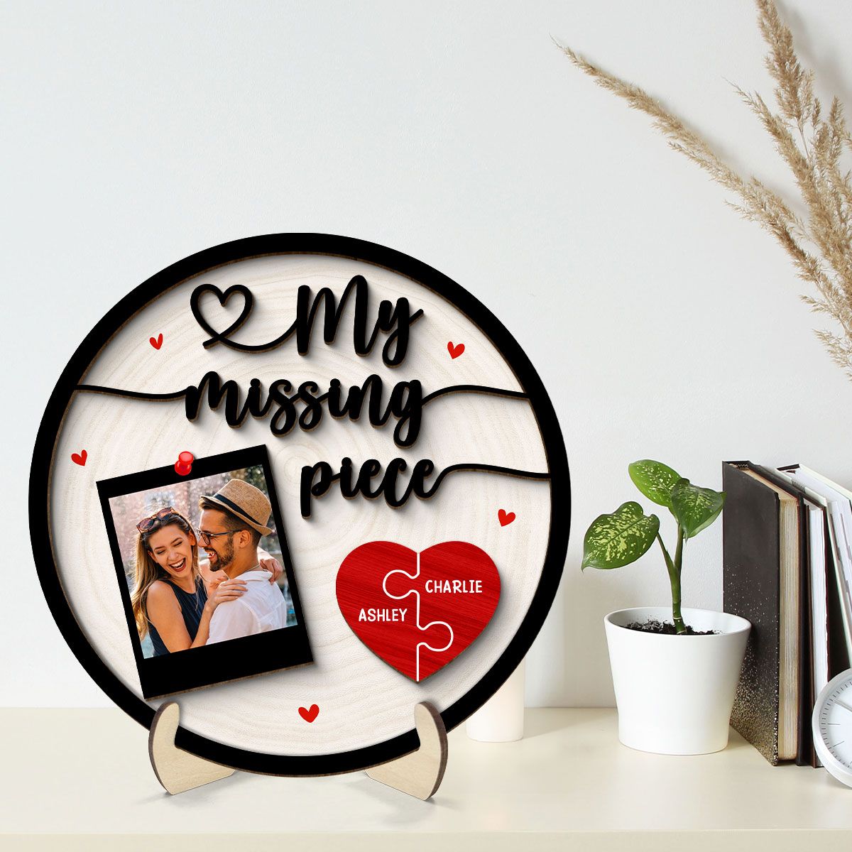 My Missing Piece Couple Photo Valentine's Day Gift Personalized 2-Layer Wooden Plaque