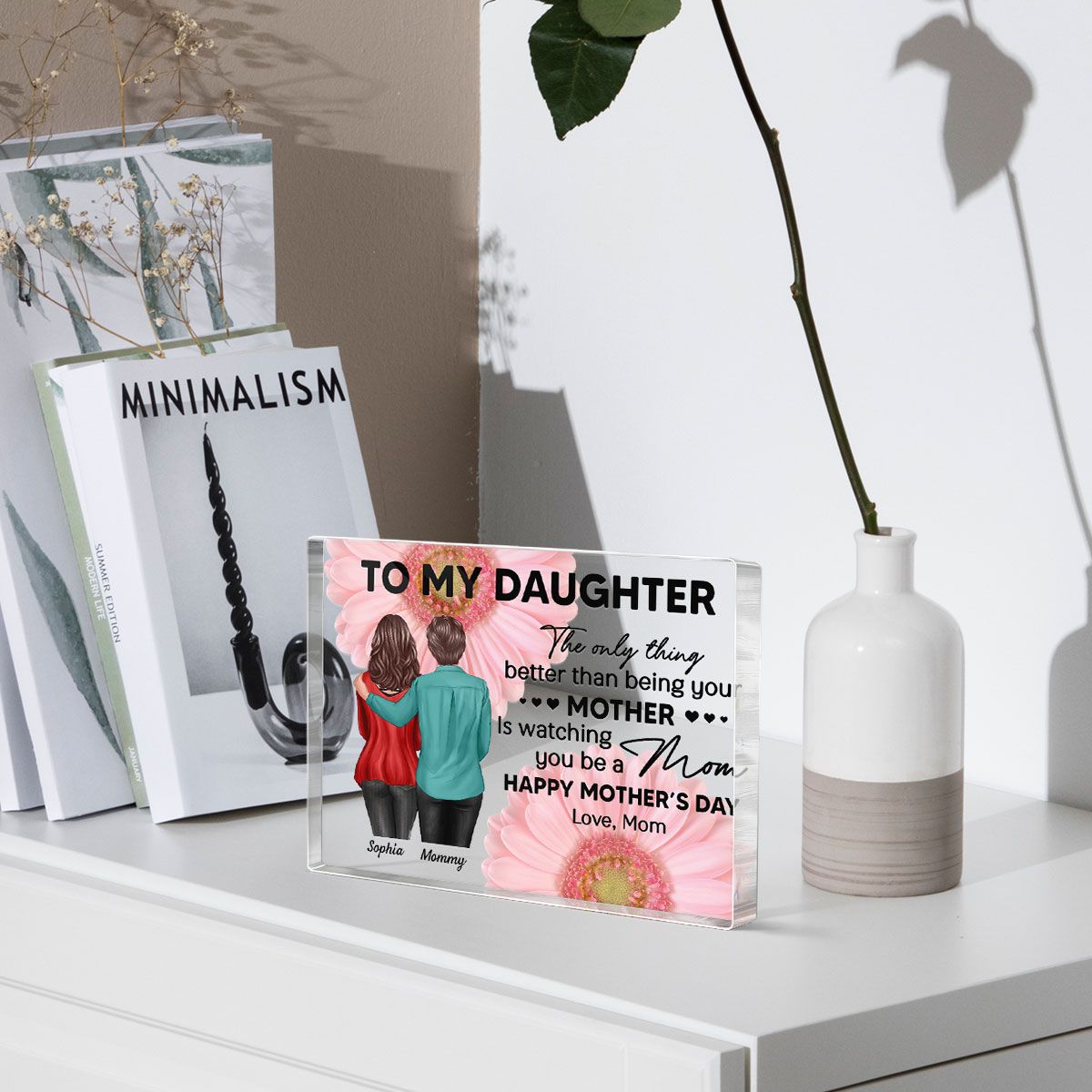 Daisy Flower To My Daughter From Mom Happy Mother's Day Personalized Rectangle Acrylic Block Plaque