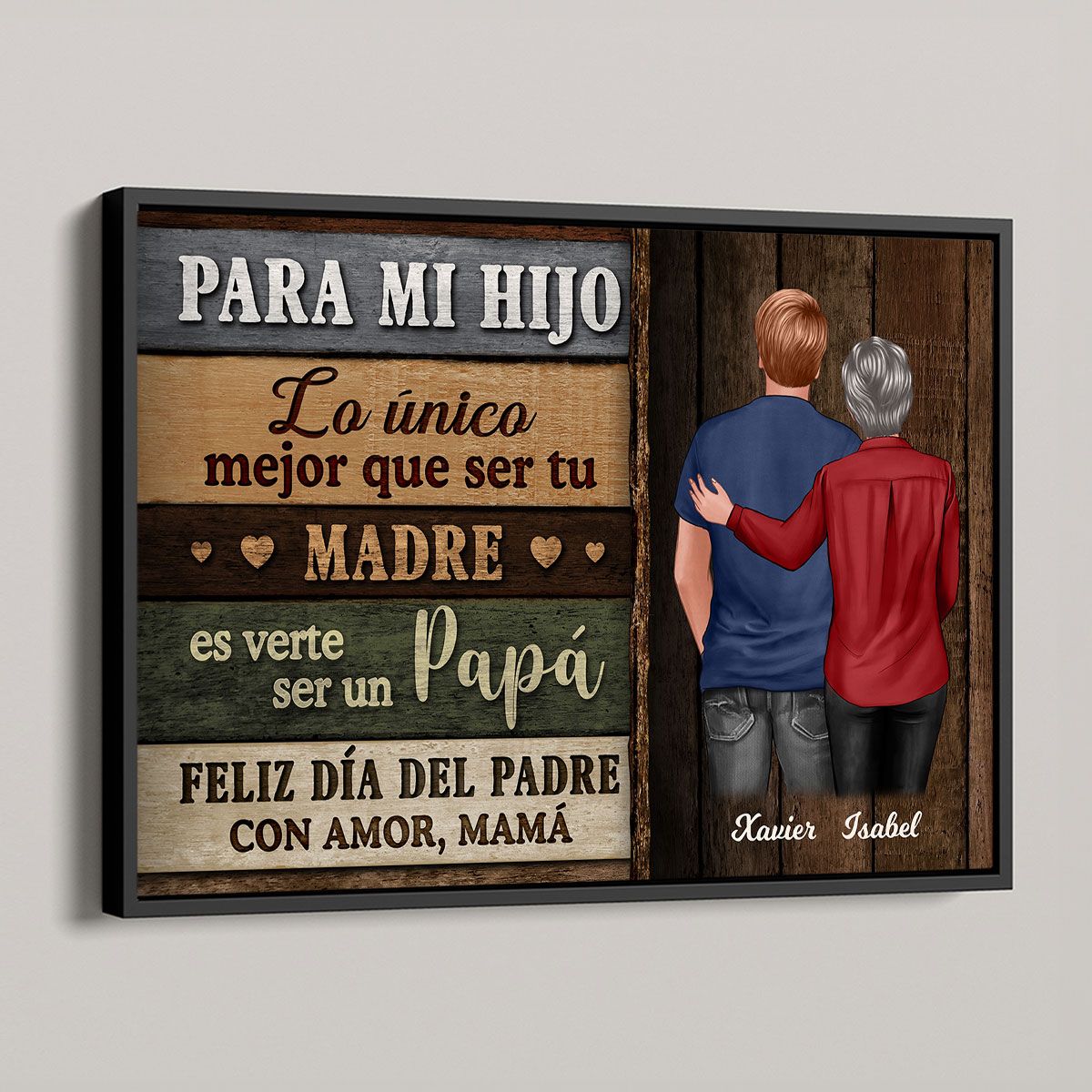 Colored Wood Pallets To My Son From Mom Happy Father's Day Spanish Personalized Canvas
