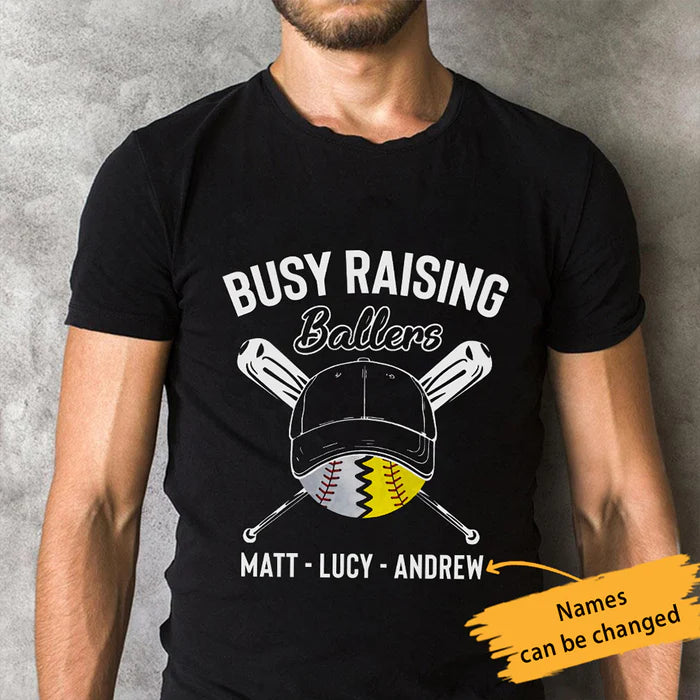Personalized Dad Baseball Softball Black T Shirt