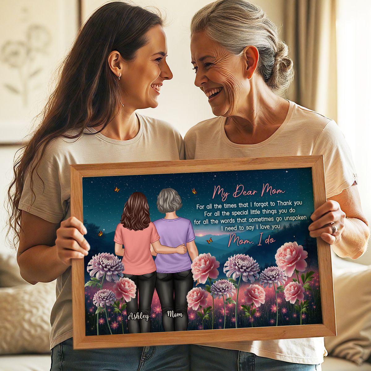 Mom Thank You Gift, Mother's Day Gift From Daughter Birth Flower Personalized Canvas