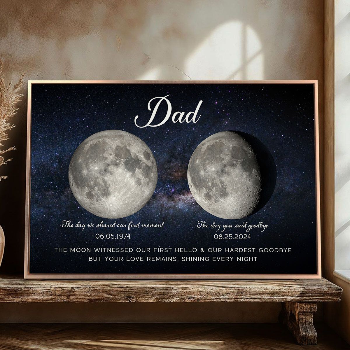 The Moon Witnessed Our First Hello And Our Hardest Goodbye Memorial Moon Phase Personalized Canvas