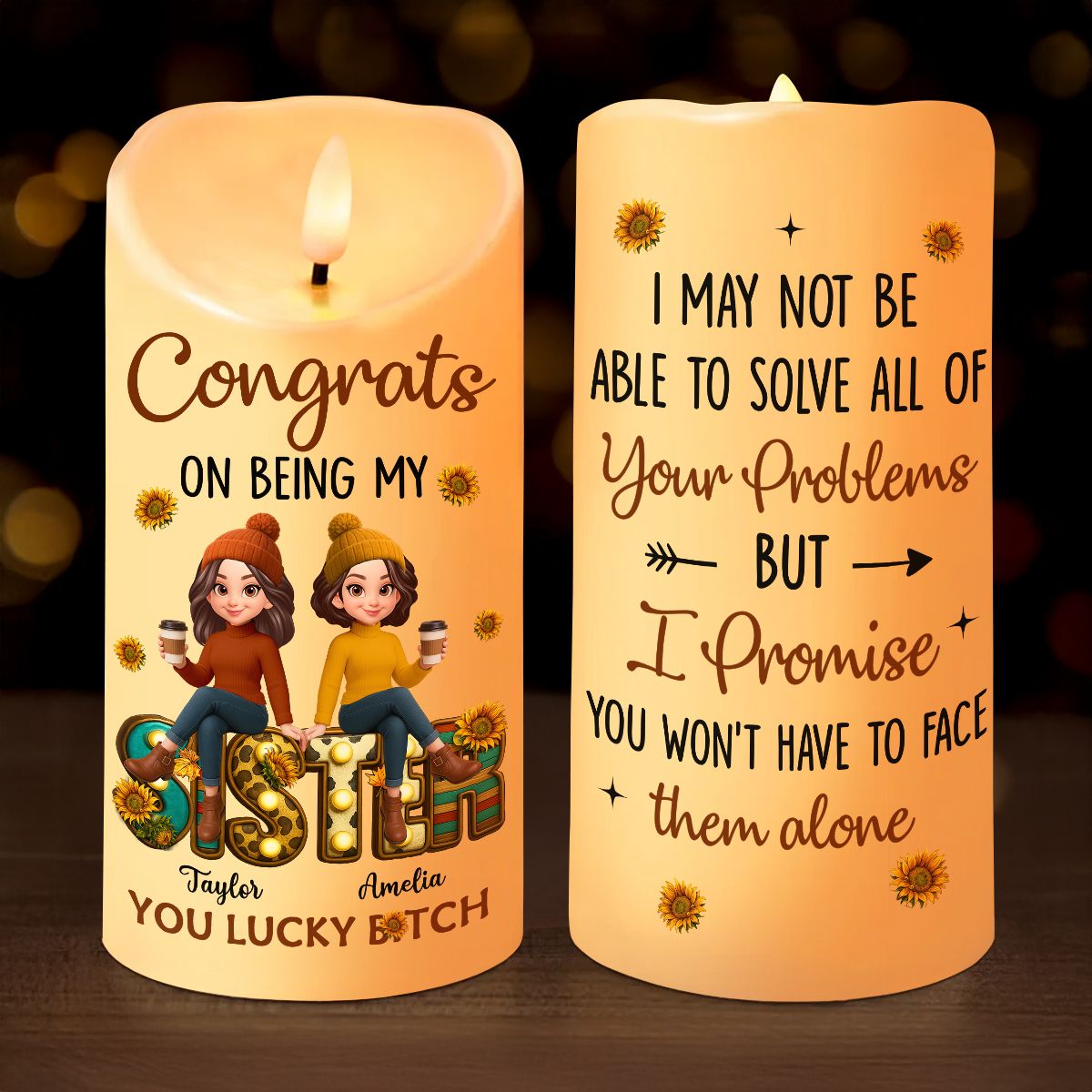 To My Bestie Western Fall Vibe Personalized LED Candle