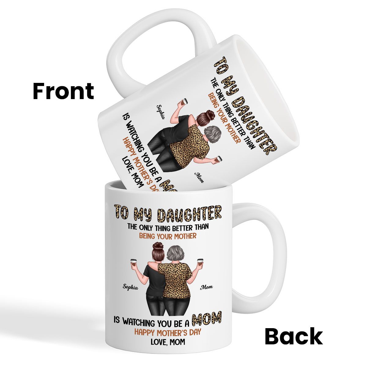 Leopard To My Daughter From Mom Happy Mother's Day Personalized Mug, Mother's Day Gift For Daughter