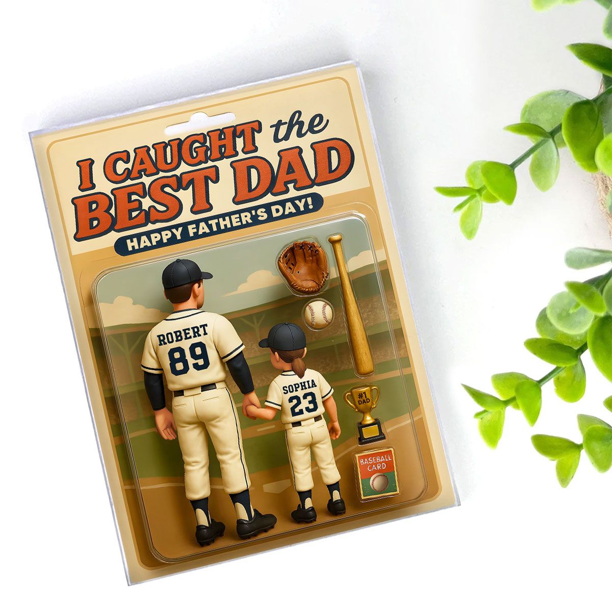 We Caught the Best Dad Baseball Custom Figure Personalized Acrylic Block Plaque, Father's Day Gift for Dad, Gift for Husband