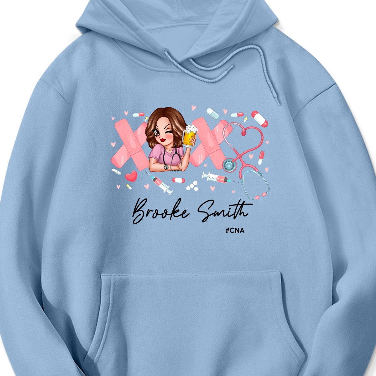 Pink Coquette XOXO Nurse Personalized Shirt, Birthday Valentine's Day Gift For Nurse Wife, Girlfriend, Bestie