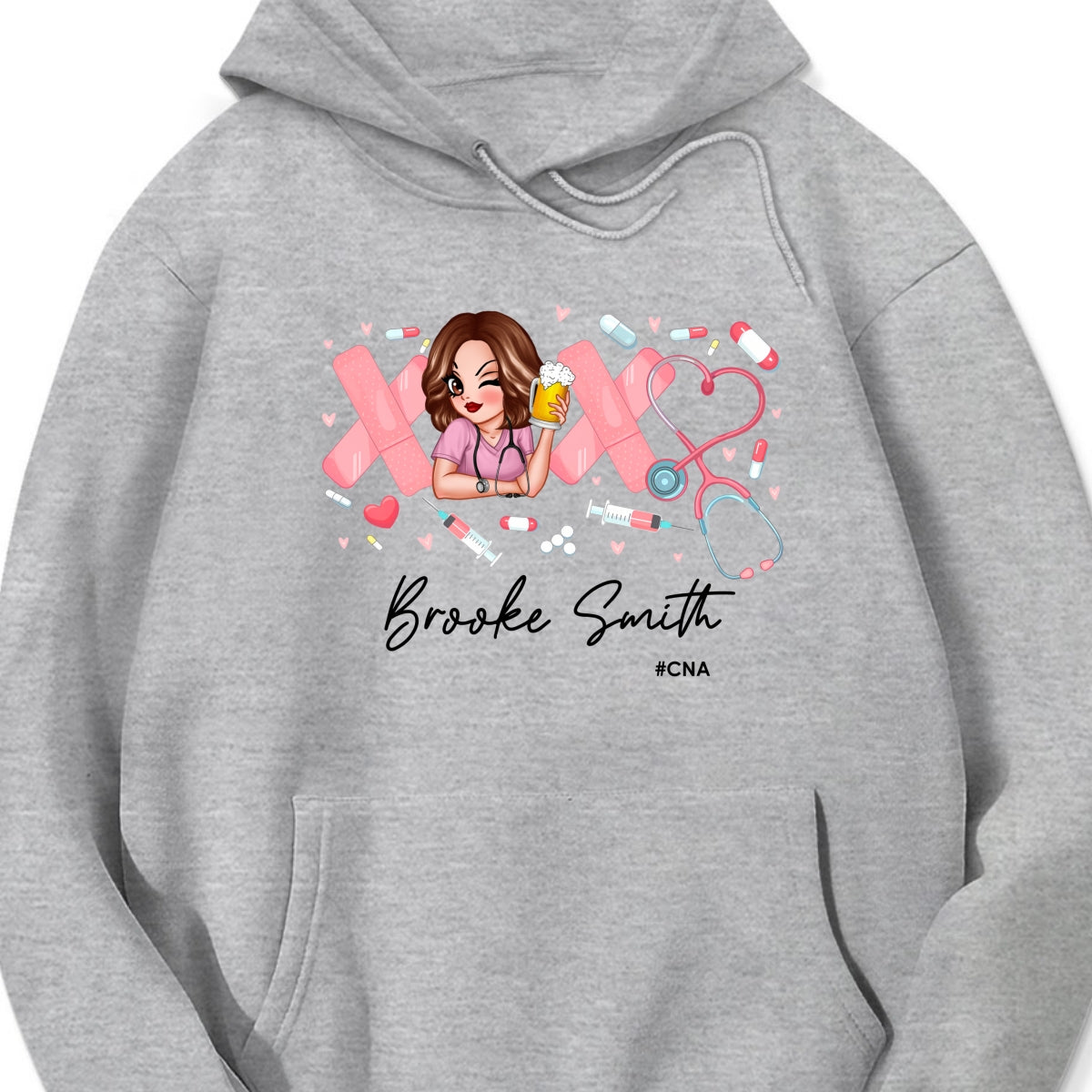 Pink Coquette XOXO Nurse Personalized Shirt, Birthday Valentine's Day Gift For Nurse Wife, Girlfriend, Bestie