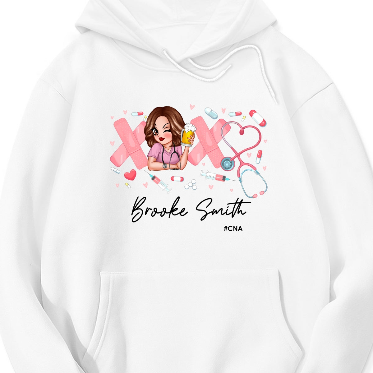 Pink Coquette XOXO Nurse Personalized Shirt, Birthday Valentine's Day Gift For Nurse Wife, Girlfriend, Bestie