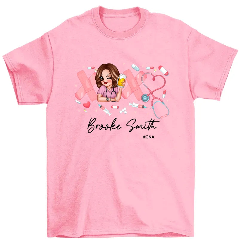 Pink Coquette XOXO Nurse Personalized Shirt, Birthday Valentine's Day Gift For Nurse Wife, Girlfriend, Bestie