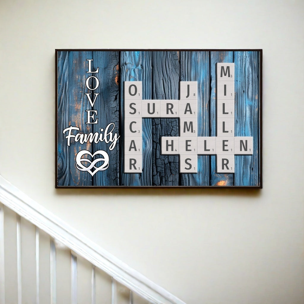 Personalized Family Crossword Art - Created In A Moment, Treasured Forever Canvas