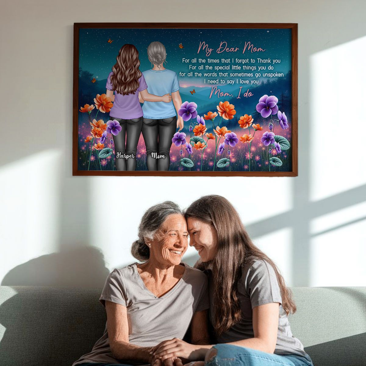 Mom Thank You Gift, Mother's Day Gift From Daughter Birth Flower Personalized Canvas