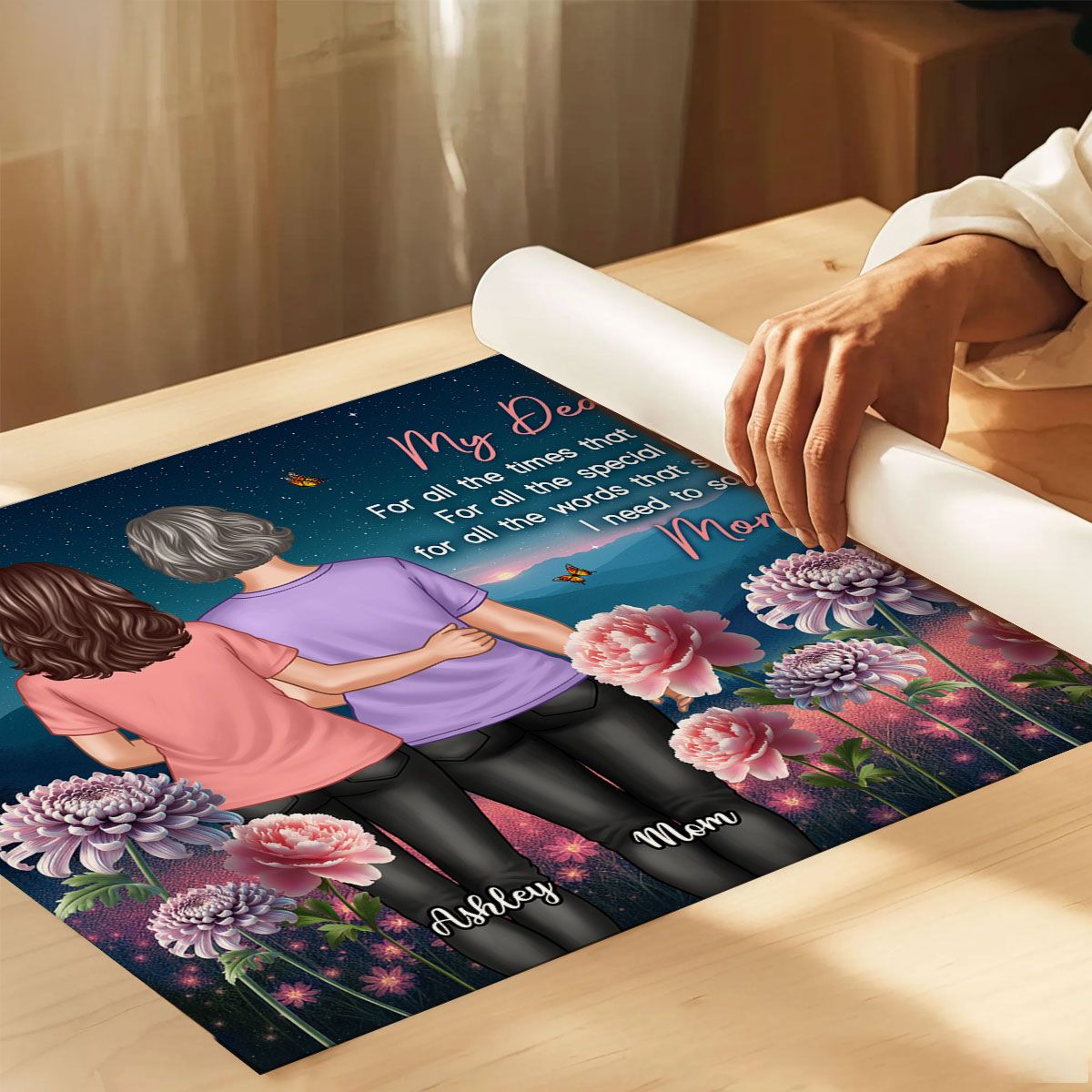 Mom Thank You Gift, Mother's Day Gift From Daughter Birth Flower Personalized Canvas