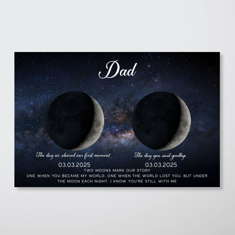 The Moon Witnessed Our First Hello And Our Hardest Goodbye Memorial Moon Phase Personalized Canvas
