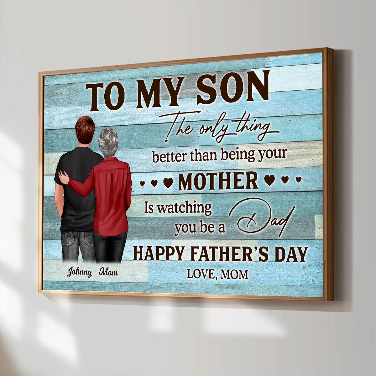 To My Son Happy Father's Day Personalized Canvas, Heartfelt 2025 Father's Day Gift For Son