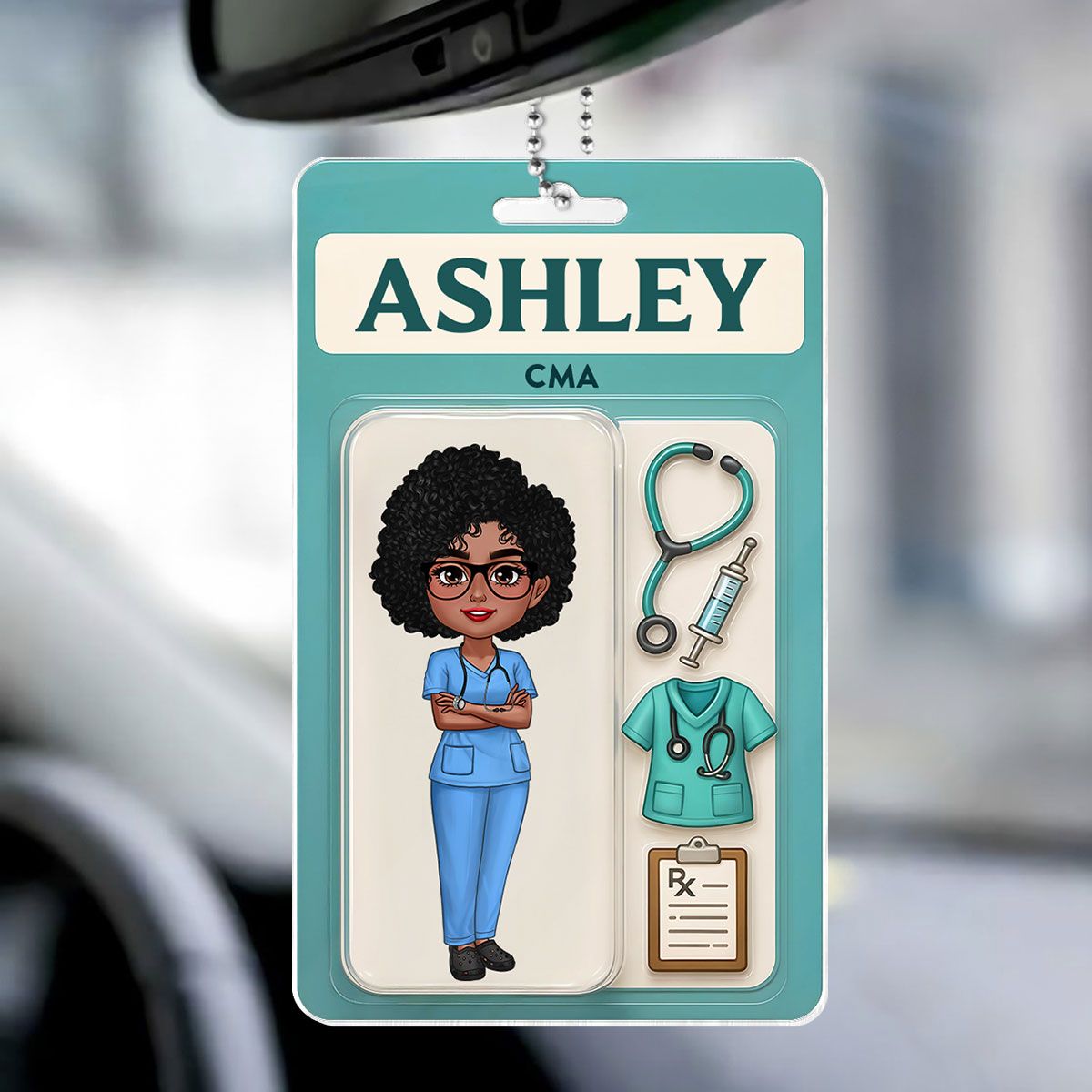 Nurse Custom Figure Cute Doll Nurse Personalized Acrylic Car Hanger