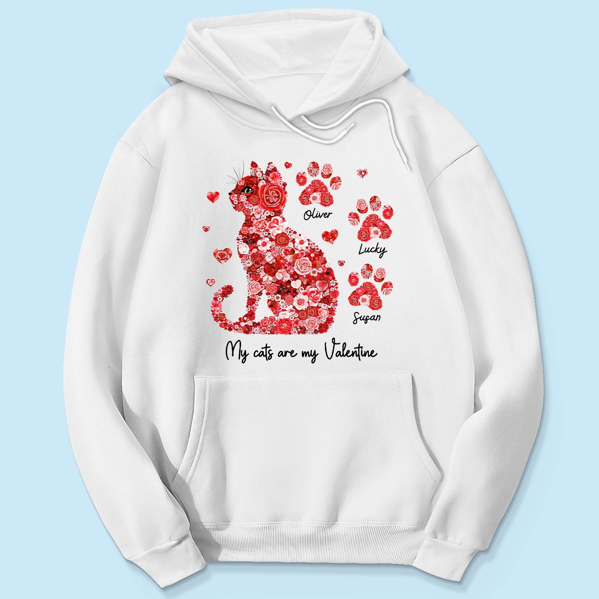 Valentine Cat Flower My Cat Is My Valentine Personalized Shirt, Gift for Cat Moms