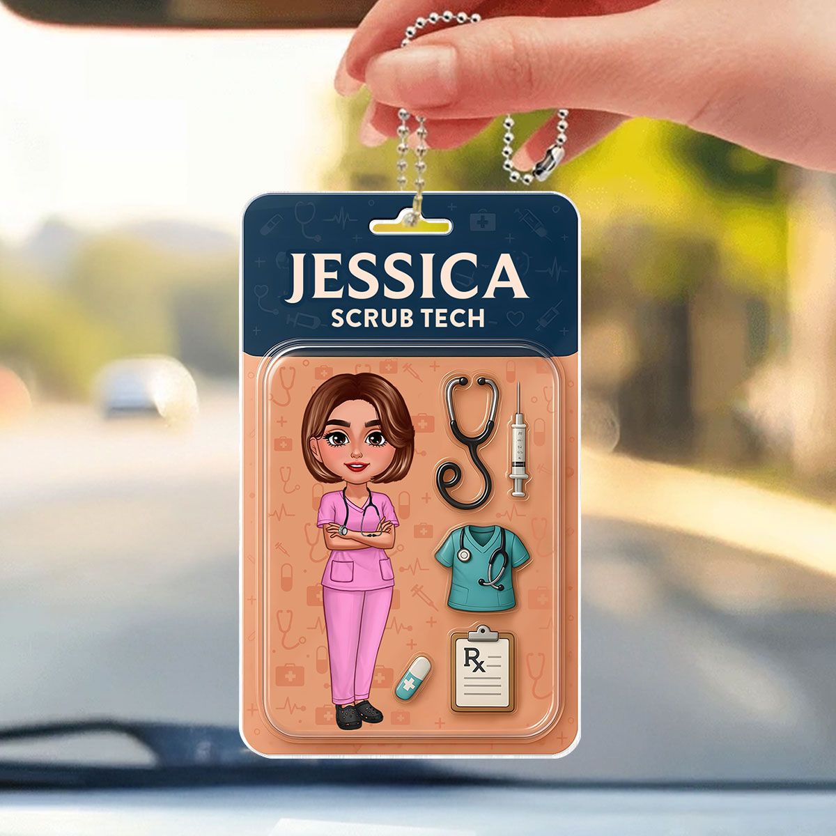 Custom Nurse Figure Cute Doll Nurse Personalized Acrylic Car Hanger