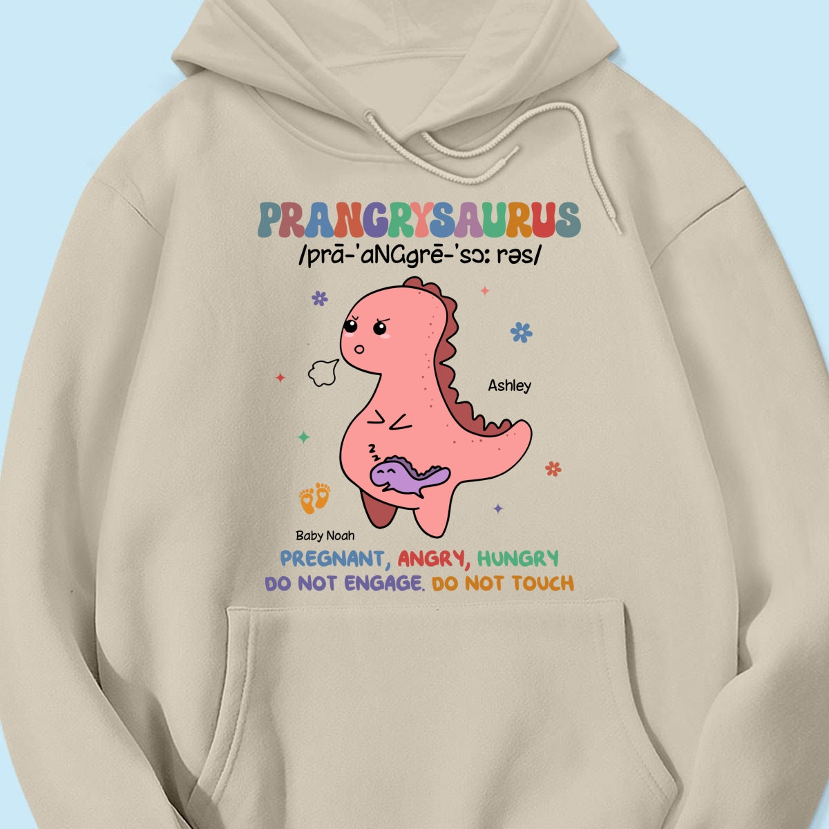 Prangrysaurus Retro Style Personalized Shirt, Custom Pregnancy Reveal Shirt, Mother's Day Gift For Expecting Moms