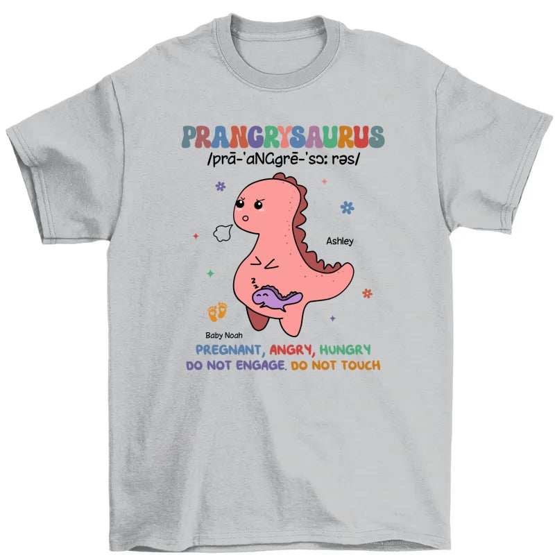 Prangrysaurus Retro Style Personalized Shirt, Custom Pregnancy Reveal Shirt, Mother's Day Gift For Expecting Moms