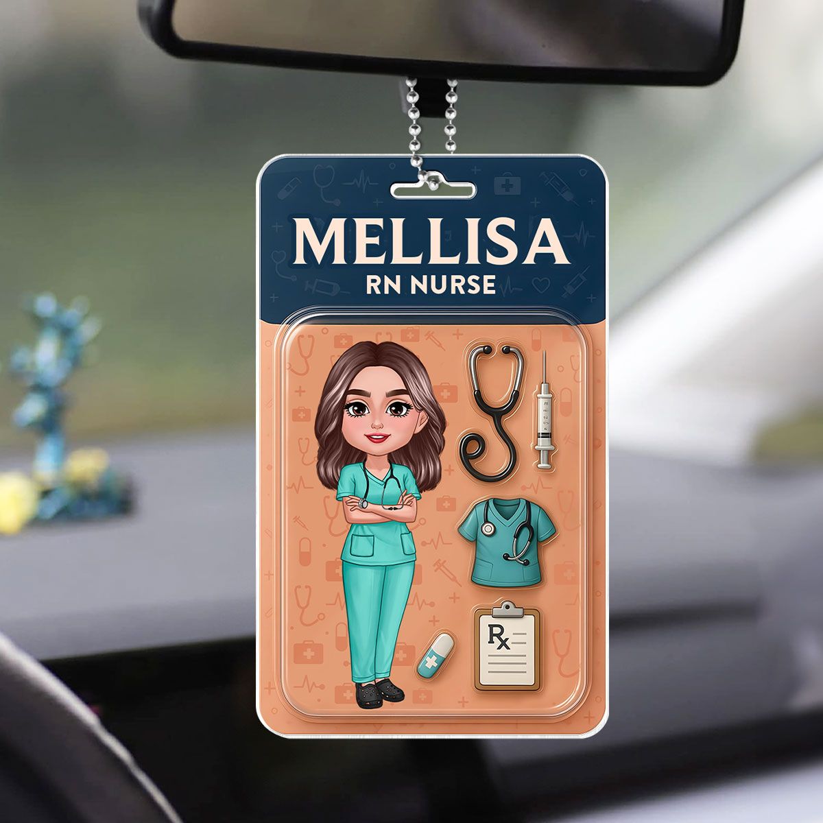 Custom Nurse Figure Cute Doll Nurse Personalized Acrylic Car Hanger