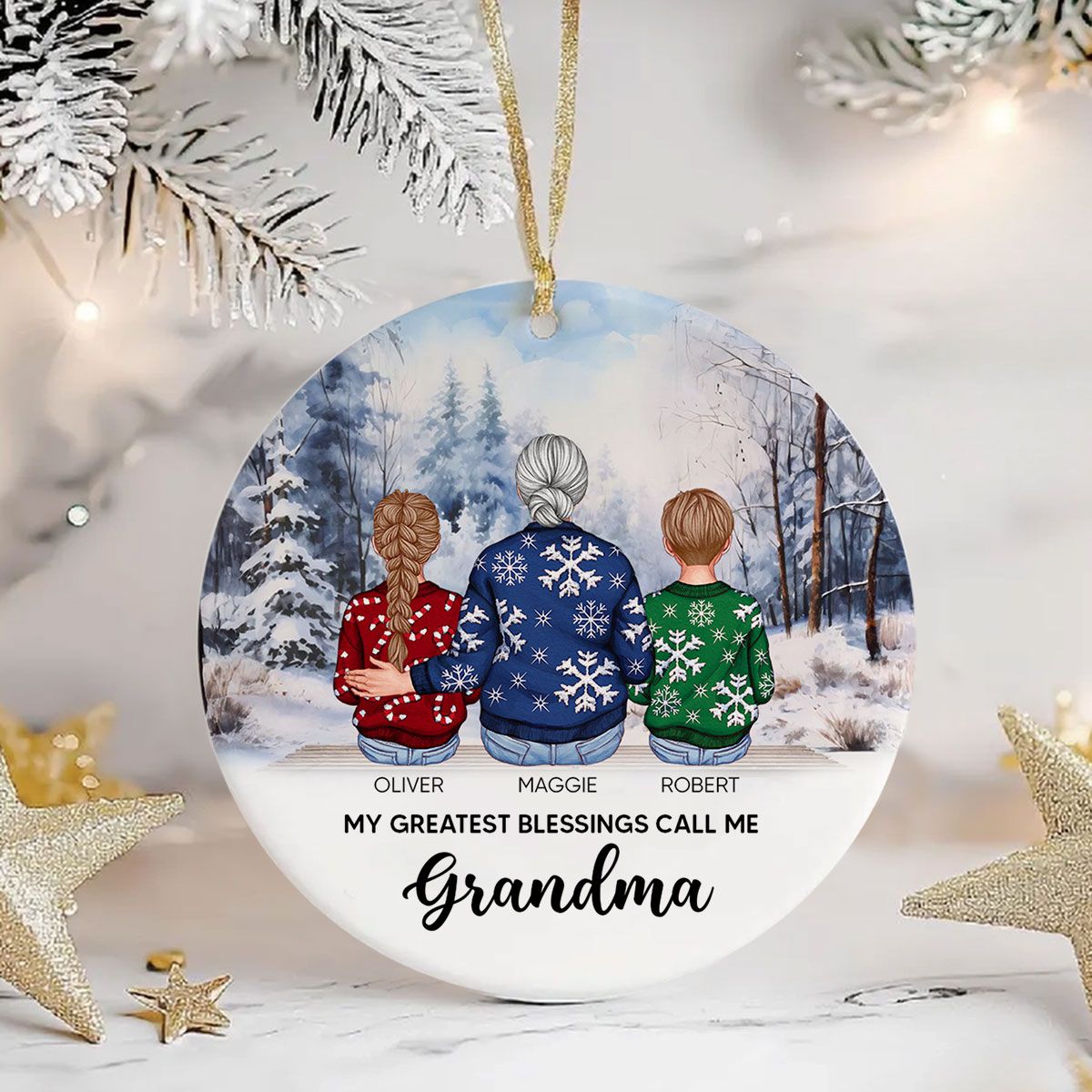 Personalized Grandma Ornament Christmas Gift from Grandkids, Gift for Grandma Mimi Gigi Abuela