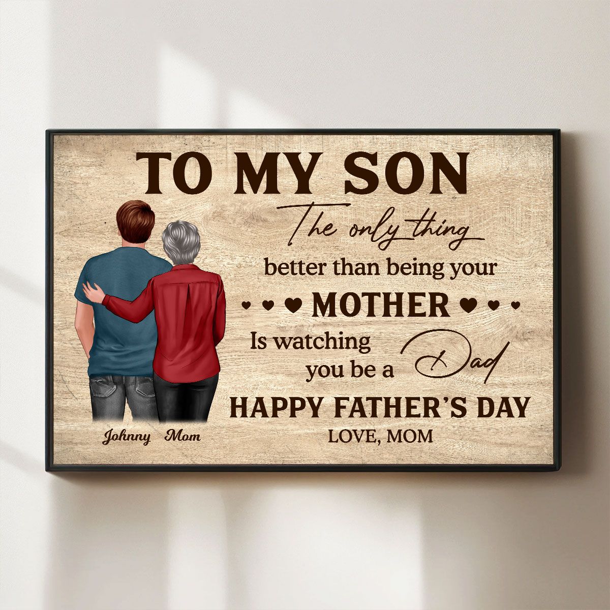 To My Son Happy Father's Day Personalized Canvas, Heartfelt 2025 Father's Day Gift For Son
