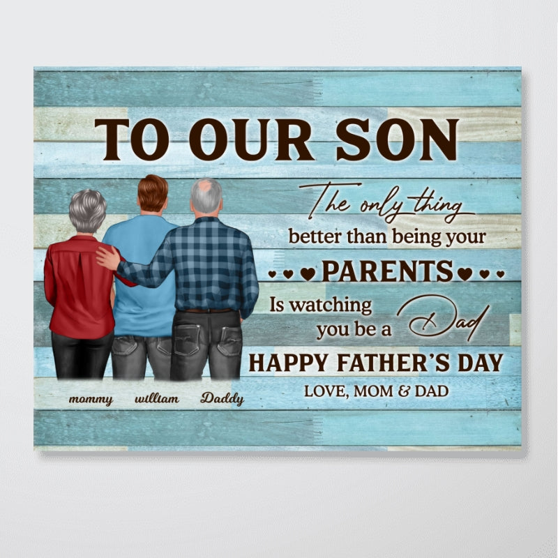 To My Son Happy Father's Day Personalized Canvas, Heartfelt 2025 Father's Day Gift For Son