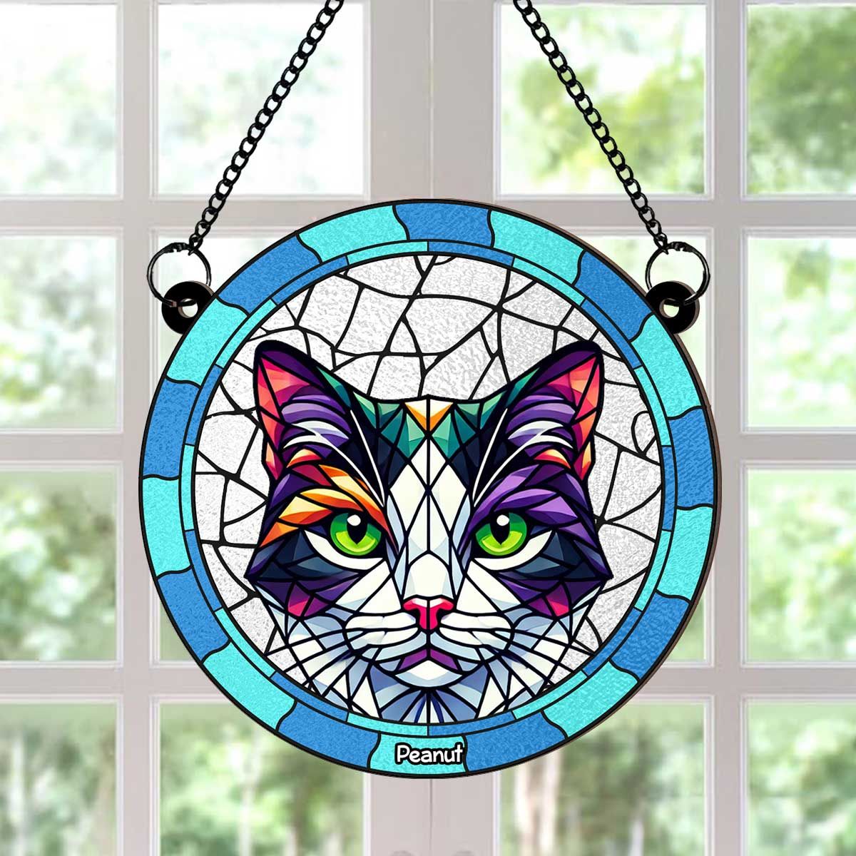 Custom Cat Memorial Personalized Window Hanging Suncatcher Ornament, Sympathy Gift For Pet Owners, Pet Lovers