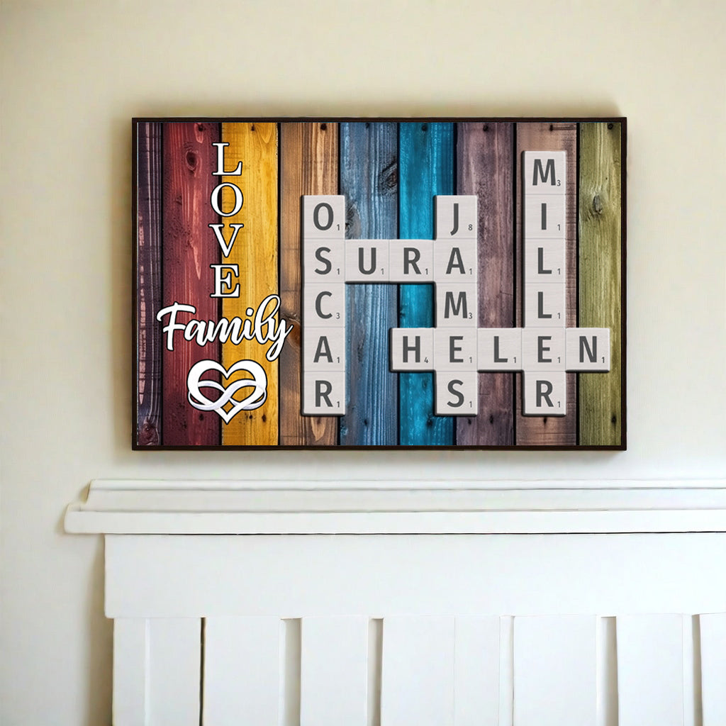 Personalized Family Crossword Art - Created In A Moment, Treasured Forever Canvas